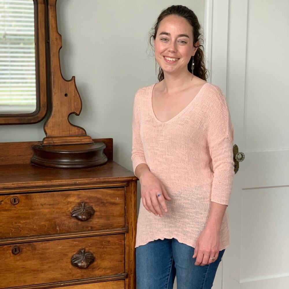 Zara Pastel Pink Loose Knit Sweater, Size S